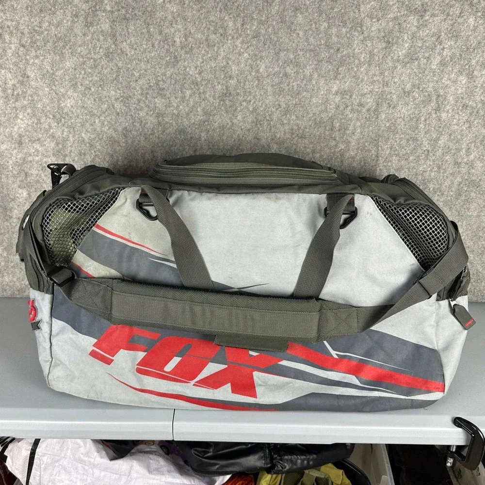Fox Racing Duffle Bag Mens Large Grey Red Racing Gear Bag Motocross SIL 75